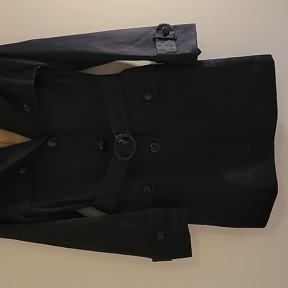NWOT Banana Republic Essential Black Belted Trench Coat Size: L - Picture 4 of 11